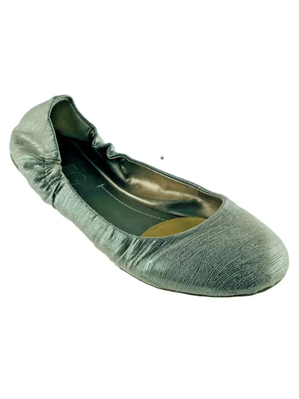 BCBG Womens Shoes Silver Size 8.5M Fabric Flats